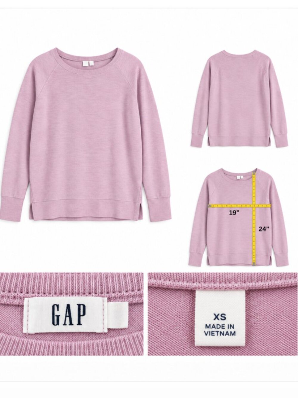 GAP Lavender Purple Fine Knit Raglan Sleeve Sweater Top XS